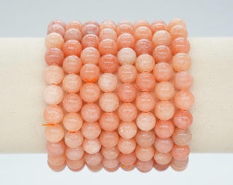 Pulsera de calcita naranja AA+ en cuentas naturales de 4/6/8/10 mm (18-19 cm), pulsera de piedras semipreciosas, pulsera de piedras naturales