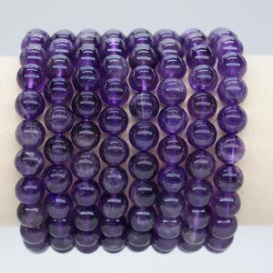 AA+ Amethyst Bracelet in Natural Beads 4/6/8/10 mm 18-19 cm, Semi-Precious Stone Bracelet, Natural Stone Bracelet