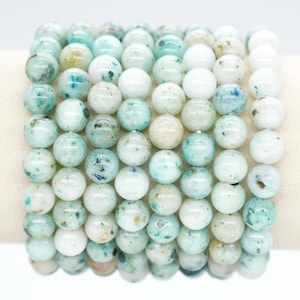 AA+ Kiwi Jasper Bracelet in Natural Beads 4/6/8/10 mm 18-19 cm, Semi-Precious Stone Bracelet, Natural Stone Bracelet