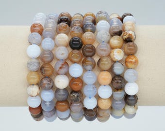 AA+ Multi Chalcedony Bracelet in Natural Beads 4/6/8/10 mm 18-19 cm, Semi-Precious Stone Bracelet, Natural Stone Bracelet