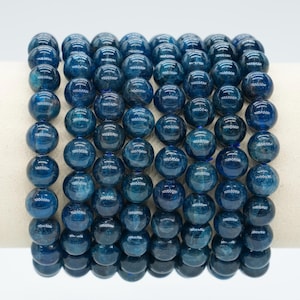 AA+ Dark Blue Apatite Bracelet in Natural Beads 4/6/8/10 mm 18-19 cm, Semi-Precious Stone Bracelet, Natural Stone Bracelet