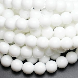 90 AAA White Agate Beads, 38cm thread, 4mm, 6mm, 8mm, 10mm, Smooth round stone beads, Natural stone bead White Agate bead