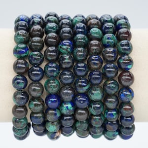 AA+ Azurite Malachite Bracelet in Natural Beads 4/6/8/10 mm 18-19 cm, Semi-Precious Stone Bracelet, Natural Stone Bracelet