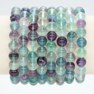 AAA Multicolor Fluorine Bracelet in Natural Beads 4/6/8/10 mm 18-19 cm, Semi-Precious Stone Bracelet, Natural Stone Bracelet
