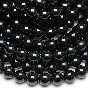 90 AAA Black Obsidian Beads, 38cm Strand, 4mm, 6mm, 8mm, 10mm, Smooth Round Stone Beads, Natural Stone Natural Obsidian Bead