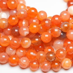 90 orangefarbene AAA-Achatperlen aus Botswana, 38 cm Faden, 4 mm, 6 mm, 8 mm, 10 mm, glatte, runde Steinperlen, natürliche Feuerachatperlen