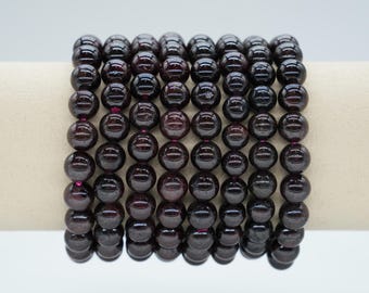 AAA Garnet Bracelet with Natural Beads (4/6/8/10 mm, 18-19 cm), Semi-Precious Stone Bracelet, Natural Stone Bracelet