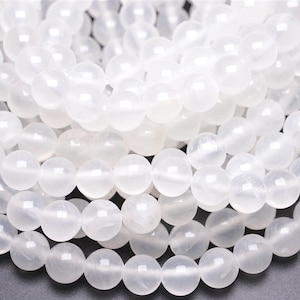 90 AAA Selenite Beads, 38cm thread, 4mm, 6mm, 8mm, 10mm, Mala bracelet bead, Natural Selenite, Selenite bead 8 mm