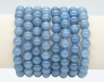 AAA Blue Angelite Bracelet in Natural Pearls 4/6/8/10 mm 18-19 cm, Semi-Precious Stone Bracelet, Natural Stone Bracelet