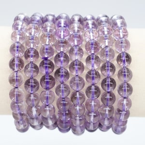 AAA Lavender Amethyst Bracelet in Natural Beads 4/6/8/10 mm 18-19 cm, Semi-Precious Stone Bracelet, Natural Stone Bracelet