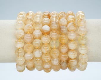 AA Citrine Bracelet in Natural Beads 4/6/8/10 mm 18-19 cm, Semi-Precious Stone Bracelet, Natural Stone Bracelet