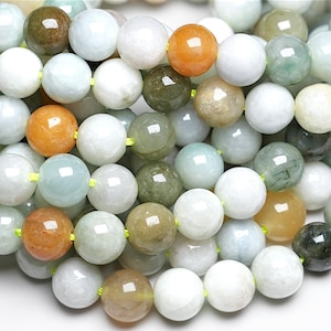 90 Multicolored Burmese Jade Beads AAA, 38cm thread, 4mm, 6mm, 8mm, 10mm, Mala bracelet bead, natural jade bead, 8 mm jade bead