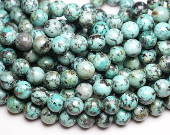 90 cuentas de turquesa africana AAA, hilo de 38 cm, 4 mm, 6 mm, 8 mm, 10 mm, cuenta de pulsera Mala, turquesa natural, cuenta de turquesa genuina de 8 mm