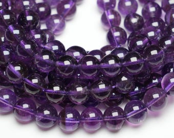 90 AAA+ Amethyst Beads, 4mm, 6mm, 8mm, 0mm, Smooth Round Stone Beads, Natural Stone Beads, Purple Quartz Pearl