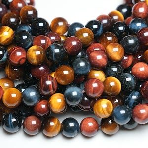 90 contas AAA+ de três olhos, fio de 38 cm, 4 mm, 6 mm, 8 mm, 10 mm, olho de tigre, olho de falcão, olho de boi, tripla proteção.