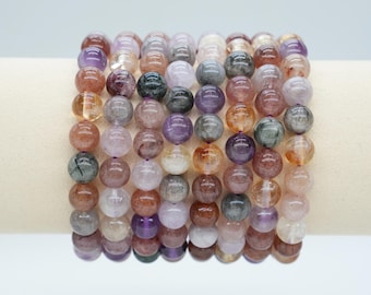Auralite 23 AA+ bracelet in natural beads 4/6/8/10 mm 18-19 cm, semi-precious stone bracelet, natural stone bracelet