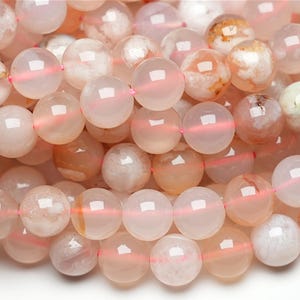 90 AAA Cherry Blossom Agate Beads, 38cm Strand, 4mm, 6mm, 8mm, 10mm, Smooth Round Stone Beads, Natural Stone Sakura Agate Bead