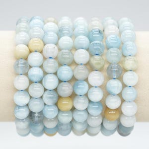 AA Aquamarine Bracelet in Natural Pearls 4/6/8/10 mm 18-19 cm, Semi-Precious Stone Bracelet, Natural Stone Bracelet