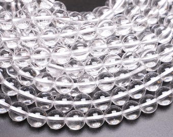 90 cuentas de cristal de roca AAA, alambre de 38 cm, 4 mm, 6 mm, 8 mm, 10 mm, cuentas para pulsera Mala, cuarzo blanco natural, cuenta de cristal de roca de 8 mm