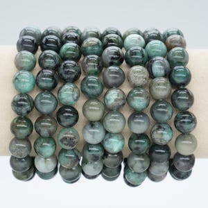 AA+ Emerald Bracelet in Natural Pearls 4/6/8/10 mm 18-19 cm, Semi-Precious Stone Bracelet, Elastic Natural Stone Bracelet