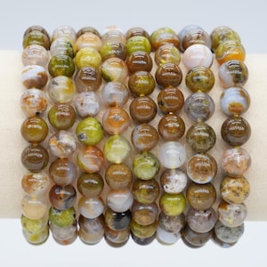 AA+ Green Opal Agate Bracelet in Natural Beads 4/6/8/10 mm 18-19 cm, Semi-Precious Stone Bracelet, Natural Stone Bracelet