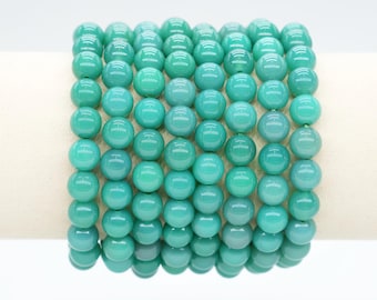 AA+ Grass Agate Bracelet in Natural Beads 4/6/8/10 mm 18-19 cm, Semi-Precious Stone Bracelet, Natural Stone Bracelet