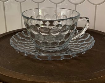 Bubble Blue  by Anchor Hocking cup and saucer set