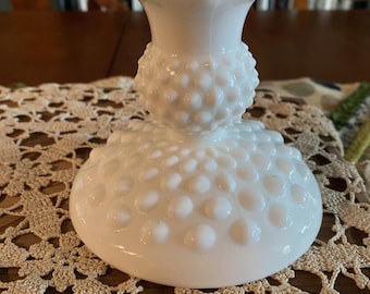 Fenton Hobnail Milk Glass Candlestick Pair