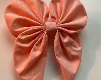 Handmade Polka Dot Hair Bow: Pink Fabric Hair Clip