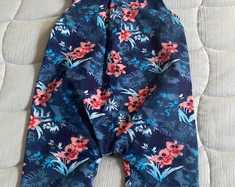 Upcycled Baby Romper – Handmade from Men’s Dress Shirt (Floral Print, Size: 3-6 months)