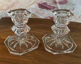 Vintage Mikasa Edinburgh Clear Crystal Candlestick Holders – Set of 4