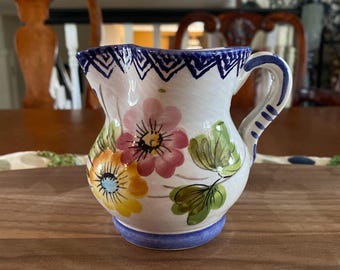 ヴィンテージ バッサーノ花瓶：イタリアの手描き陶器製リード装飾