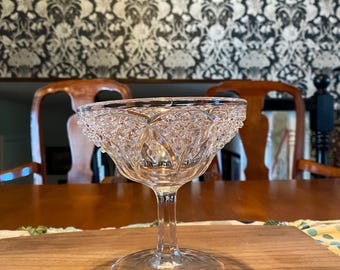 Antique EAPG Tulip & Cane Compote Dish | Imperial Glass Pressed Glass Pedestal Bowl