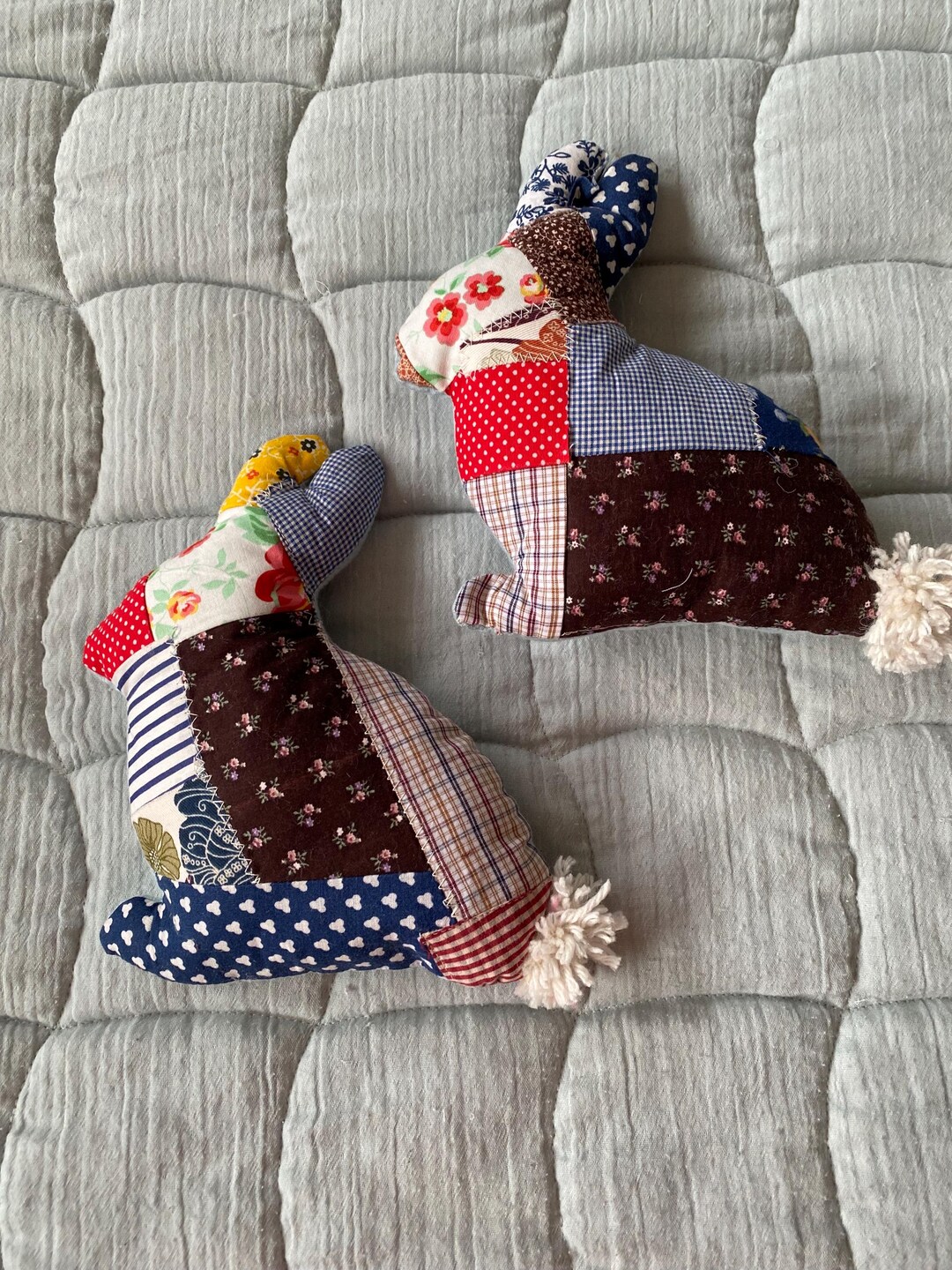 Handmade Patchwork Bunny | Upcycled Vintage Fabric Rabbits ...