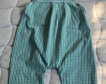 Upcycled Baby Romper – Handmade from Men’s Dress Shirt (green  plaid, Size: 6-12 months)