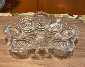 Antique US Glass Company Cane and Star Medallion (EAPG) olive/pickle/relish tray