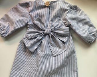 Upcycled Striped Baby Dress (9-12 Months): Handmade Vintage Style