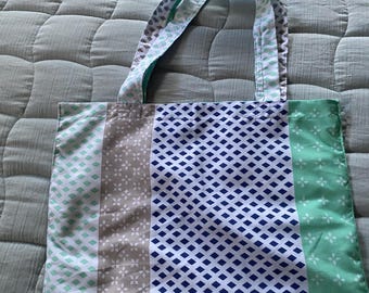 Handmade Upcycled Tote Bag | Vintage Fabric Patchwork Shoulder Bag