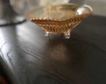 Carnival Glass 3-Toed Footed Bowl Anniversary Iridescent by Jeannette