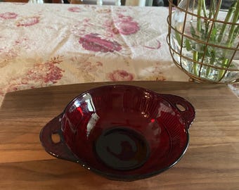 Coronation “Royal Ruby” Small Dessert Bowls (2) Anchor Hocking Depression Glass