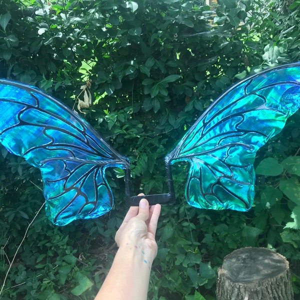 READY TO SHIP Recycled plastic toddler/child size Black and dark blue iridescent fairy wings