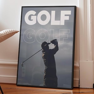 Plakat golfowy, sztuka ścienna dla golfistów, wystrój biura golfowego, pomysły na prezenty golfowe, wydruk retro, dzień ojca, nowoczesny prezent na dzień ojca, cyfrowe pobieranie