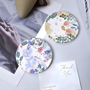 Monet Garden Floral Ceramic Coaster, Cottagecore Drink Coaster, Botanical Table Decor, Vintage Flower Coaster, Spring Home Decor Gift