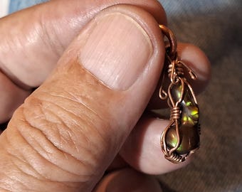 Kupferschmuck zum Schutz, Kupferschmuck, mexikanischer Feuerachat mit Kupferdrahtumwicklung
