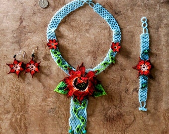Blume Schmuck in Mexiko von den Eingeborenen,mexikanischerSchmuck, Schmuck Joyeriamexicana, handmadeSchmuck, handgefertigt,Joyeriaartesanal