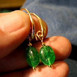A pair of Colombian emerald earrings in 14K gold filled