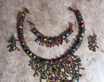 Huichol Halskette, Glasperlen Armband, Perlenkette, einheimische Kunst, einheimischer Künstler