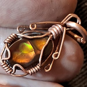 Fire Agate Gem AAA Quality,Amulets, Copper pendant with fire agate from Deer Creek, Arizona. Copper jewelry for protection.