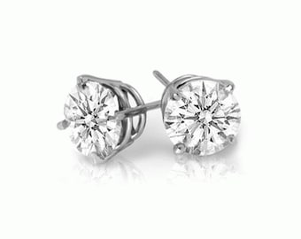 14k white gold stud diamond earrings