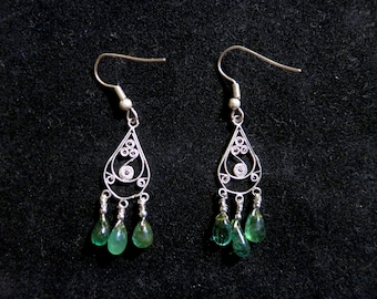 Earrings with Colombian emeralds in sterling silver